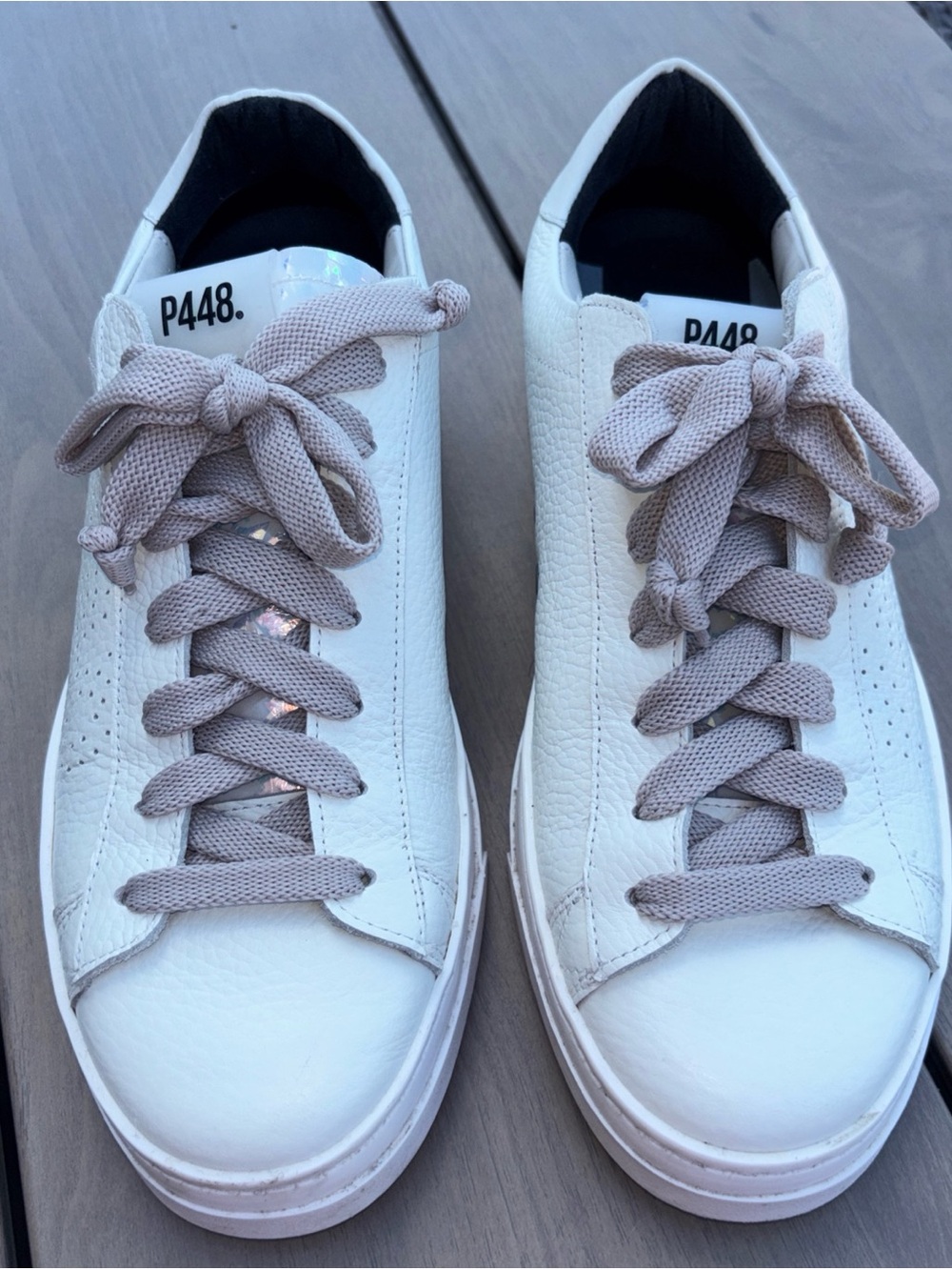 P448 John White Leather Low-Top Sneakers